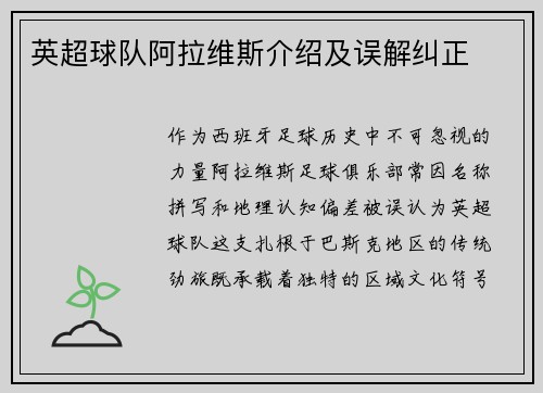 英超球队阿拉维斯介绍及误解纠正